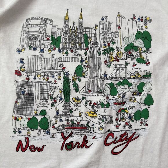 Vintage 80s New York City Map Tourism Illustration Art XL T Shirt Single Stitch - Picture 2 of 7
